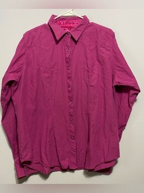 Twenty X Womens Long Sleeve Jewel Snap Western Shirt Pink/Purple Size XXL